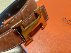 HERMES ブラウンレザー ベルト H型のサムネイル