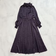 ANAYI アナイ サテンドットプリントタイ ワンピース 36 ボウタイ