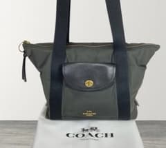 COACH コーチ ナイロン トートバッグ ターンロック 馬車ロゴ 保存袋付 