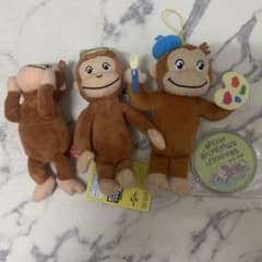 【匿名配送】おさるのジョージ　ぬいぐるみキーホルダー、プチ迷路　4点セット