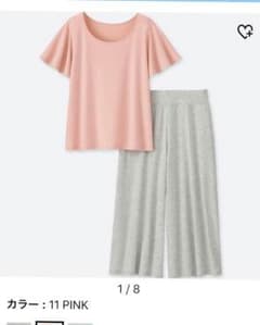 UNIQLOエアリズムルームセット（半袖）カラーピンク×グレーのサムネイル