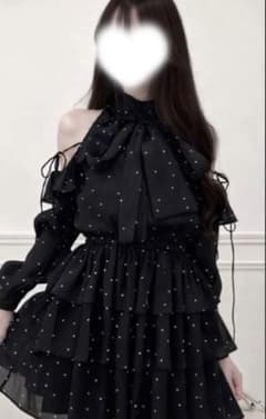 GRL ドット柄ショルダーオープンアメスリティアードミニワンピース ru1689のサムネイル