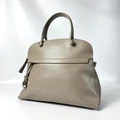 FURLA フルラ 2wayパイパーハンドバッグ グレージュ 金金具 良品】FURLA フルラ パイパーハンドバッグ グレージュ ゴールド金具