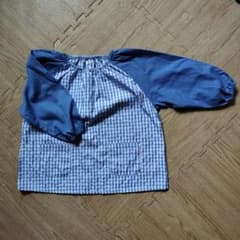 幼稚園用スモック サイズ110 青白ギンガムチェックのサムネイル