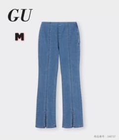 GU☆値下げ交渉◎「ハイライズフロントスリットフレアジーンズB 品番」M ブルーのサムネイル