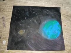 【オリジナル】宇宙アート 地球 惑星 星 手描き 絵画 インテリアのサムネイル