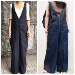 極良品】ザシンゾーン デニムオールインワン ワイド サロペット F