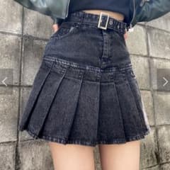 xu エックスユー デニム ミニスカート プリーツスカートのサムネイル