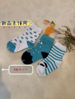 新品未使用 3枚セットキッズ靴下カラフルデザインのサムネイル