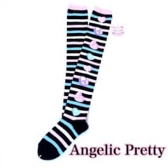 Angelic Pretty★【新品】ドリーミィボーダーオーバーニー タグ付き Angelic Pretty☆【新品】ドリーミィボーダーオーバーニー タグ付き