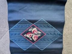 帯 着物 紺色 花柄 刺繍のサムネイル