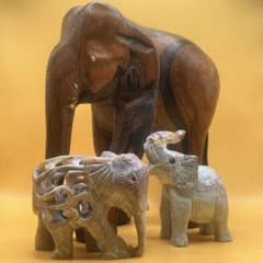 象の置物 3点セット 木製 石製 インテリアのサムネイル