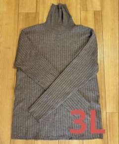 タートルネックリブニット 長袖 ブラウン 3Lのサムネイル