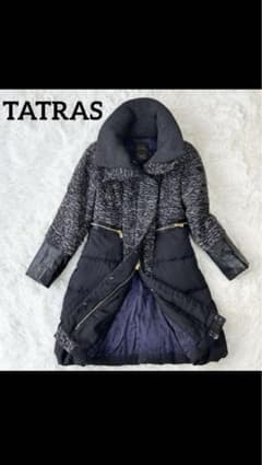 美品 タトラス 高級女優襟 ADDA Rライン ツイードレザー ダウンコート