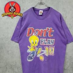 古着 90s ルーニーテューンズ トゥイーティー Tシャツ パープル Lのサムネイル