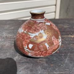 花瓶　油壷　湖東　赤絵　旧家　蔵出し　人物のサムネイル