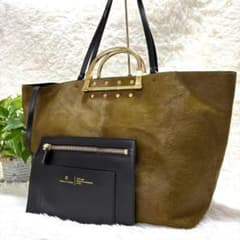 【極美品】ZANCHETTI ハラコ　2way トートバッグ　A4　カーキ 極美品】ZANCHETTI ハラコ 2way トートバッグ A4 カーキ - メルカリ