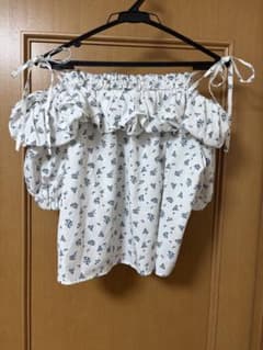 花柄 オフショルダー ブラウス 半袖 Lサイズ