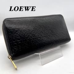 ロエベ LOEWE リピート アナグラム 長財布 ラウンドジップ 黒 ブラック
