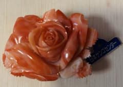 日本サンゴセンター 桃色珊瑚 ブローチ 帯留 薔薇 彫刻 本珊瑚 高知