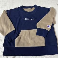 Champion キッズ トレーナー 105cm ネイビー ベージュ 裏起毛