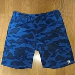 美品 A BATHING APE ブルーカモ チノハーフパンツ Lサイズのサムネイル