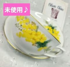 未使用✨大倉陶園 OKURA ミモザ カップ&ソーサー イエロー花 内藤忠治