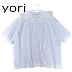 極美品】yori ヨリ スカラップ ビッグカラー カットソー ブラウス 