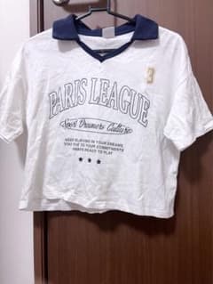クロップドTシャツ ホワイト/ネイビーのサムネイル