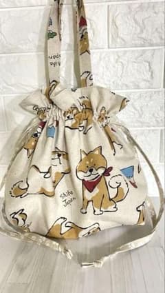 ハンドメイド 巾着バッグ　柴犬のサムネイル