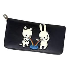 CUNE 虹ゲロ うさぎ ねこ ロゴ ロング ウォレット 長財布 ブラック