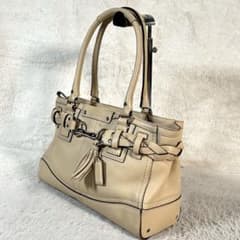 COACH】ハンプトンズ 編み込みレザートート 肩掛け Y2K ベージュ 