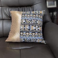 帯リメイク 正絹帯より クッションカバー 45cm インカの黄金