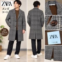 新品タグ付き！ ZARA MAN チェック柄 チェスターコート ZARA メンズ グレンチェック ウール混 チェスターコート - メルカリ