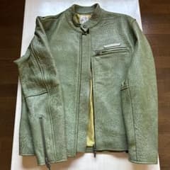 【新品未使用】ラムレザー ジャケット グリーン L