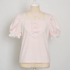 pium ハートリボンパフスリーブTシャツ ピンク - メルカリ