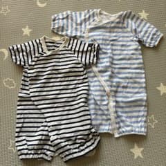 ストライプロンパース2点セット 50~60cmのサムネイル