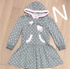 超美品♡メゾピアノ♡フード付きドット柄ワンピース 130のサムネイル