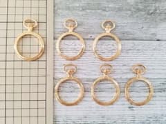 アクセサリーパーツ レジン 空枠 懐中時計 丸 ゴールド リング セットのサムネイル