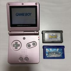 任天堂 ゲームボーイアドバンスSP 本体 パールピンク ソフト2本のサムネイル
