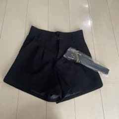 ハイウエスト ショートパンツ ブラック ベルト付きのサムネイル