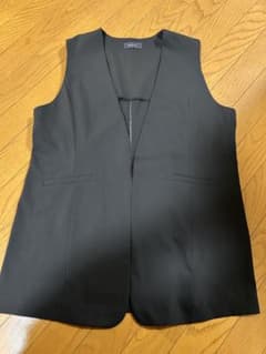 CLOSHI Biz ブラック ノーカラーベスト　ジレ　レディース　春　LLのサムネイル