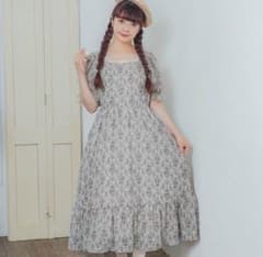 青木美沙子 しまむら ダマスク柄 ワンピース XL LL ベージュ 生成り