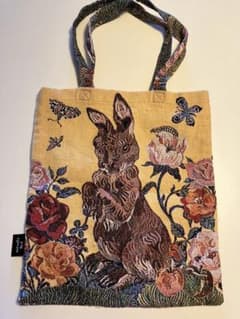 ウサギと花の刺繍エコバッグのサムネイル