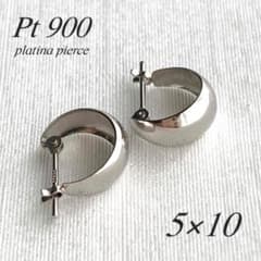 ＊新入荷＊地金プラチナ【3×13mm 月甲フープピアス】Pt900刻印入 新品！ プラチナ フープピアス ピアス 18k トリニティ カッティング