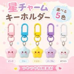 星チャーム キーホルダー かわいい 樹脂チャーム バッグチャーム 5色のサムネイル
