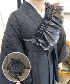 黒いレース袴セット フリル&巾着バッグ付きのサムネイル