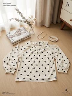 【JENNI love】ハート柄 肩出し長袖ブラウス／カットソー 140cmのサムネイル