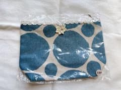 ハンドメイド ポーチ ドット柄 ブルーのサムネイル