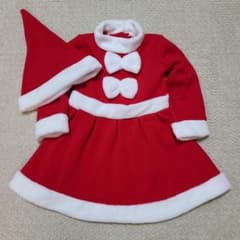 サンタクロースコスチューム ワンピース 帽子セット 赤 90cm 美品のサムネイル